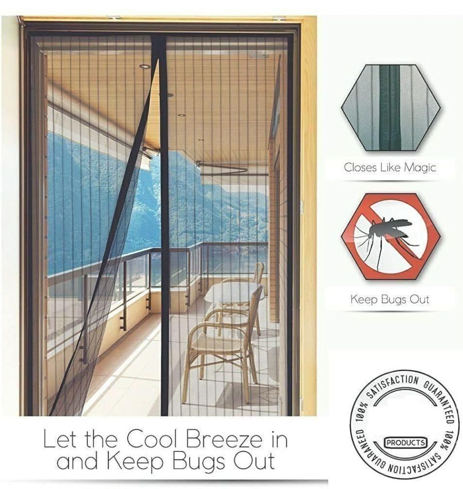 Magnetic Mesh Screen Door Curtain - Anti Mosquito Net with Auto-Close (90x210cm)