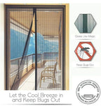 Magnetic Mesh Screen Door Curtain - Anti Mosquito Net with Auto-Close (90x210cm)