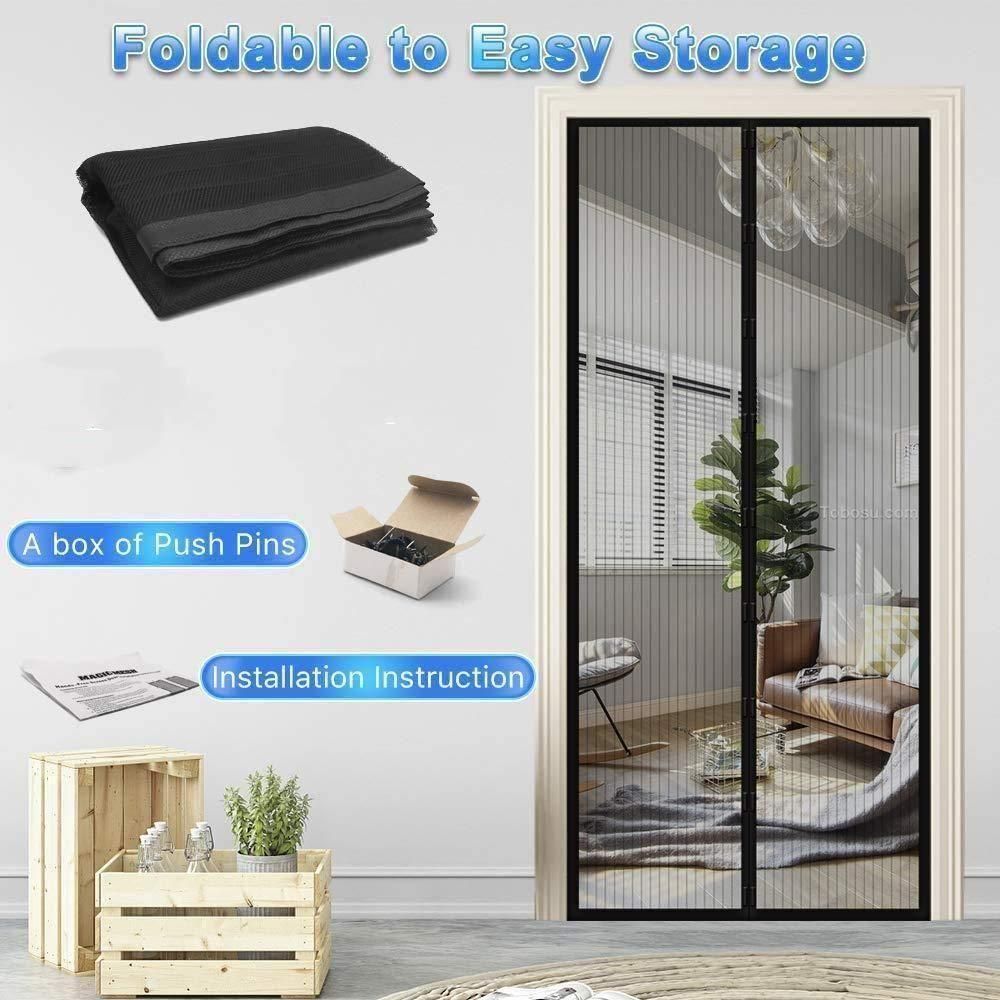 Magnetic Mesh Screen Door Curtain - Anti Mosquito Net with Auto-Close (90x210cm)