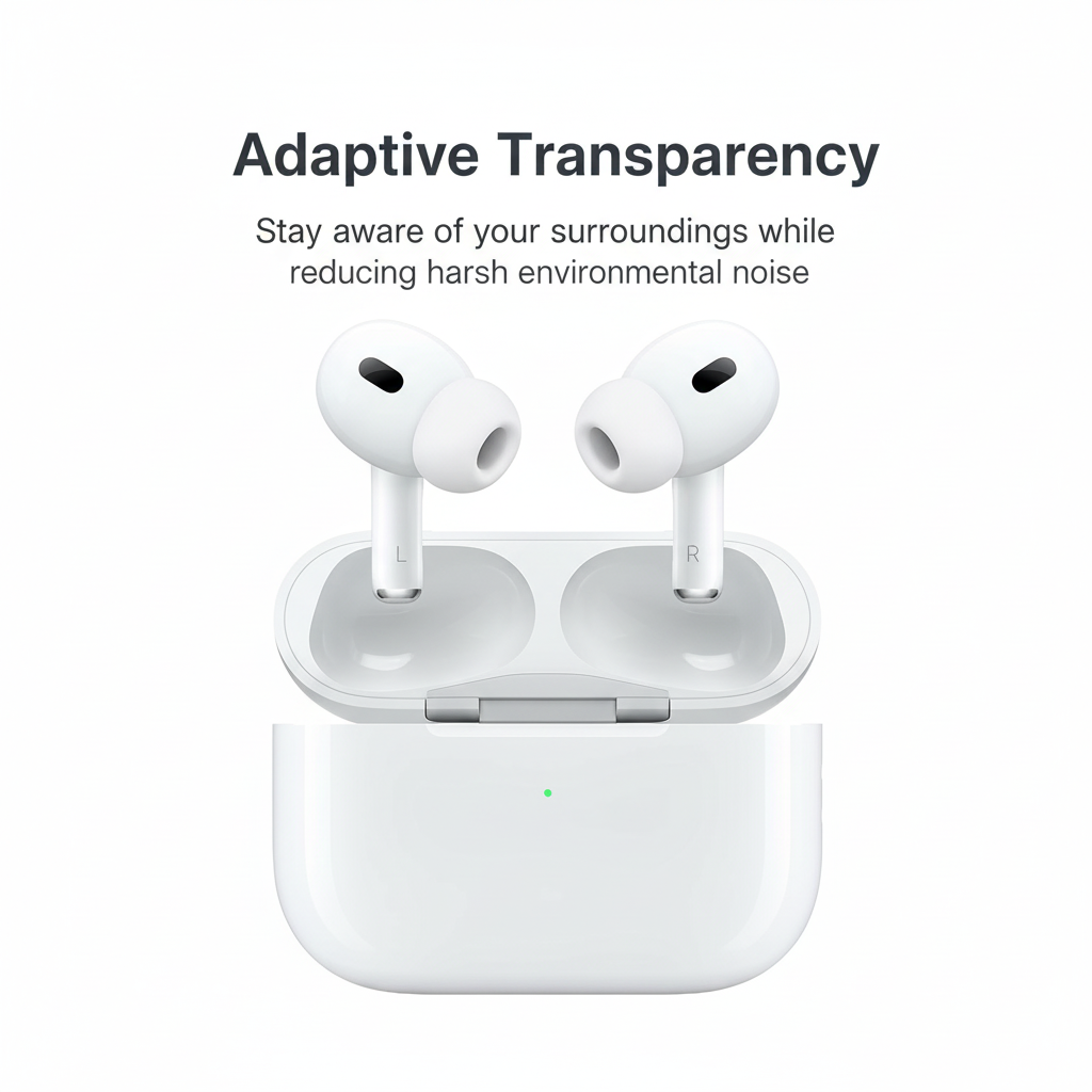 AirPods Pro with Adaptive Transparency text