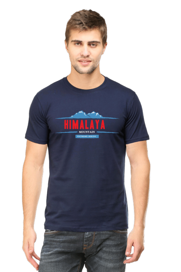 Men's Navy Blue "Himalaya Mountain" Graphic T-Shirt – Adventure Hiking Theme
